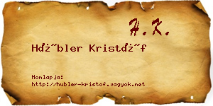 Hübler Kristóf névjegykártya